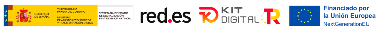 Logotipos de financiacion del programa Kit Digital, Gobierno de Espana, Red.es y Union Europea Next Generation EU
